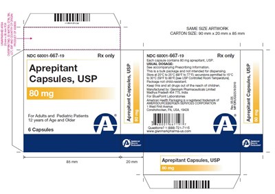 Carton- Aprepitant Capsules Usp 80mg 6s Pack (Apripitant Capsules 80 mg 6s Pack Carton)